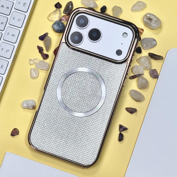 For iPhone 17 Pro Electroplating PC Glitter Grain MagSafe Phone Case