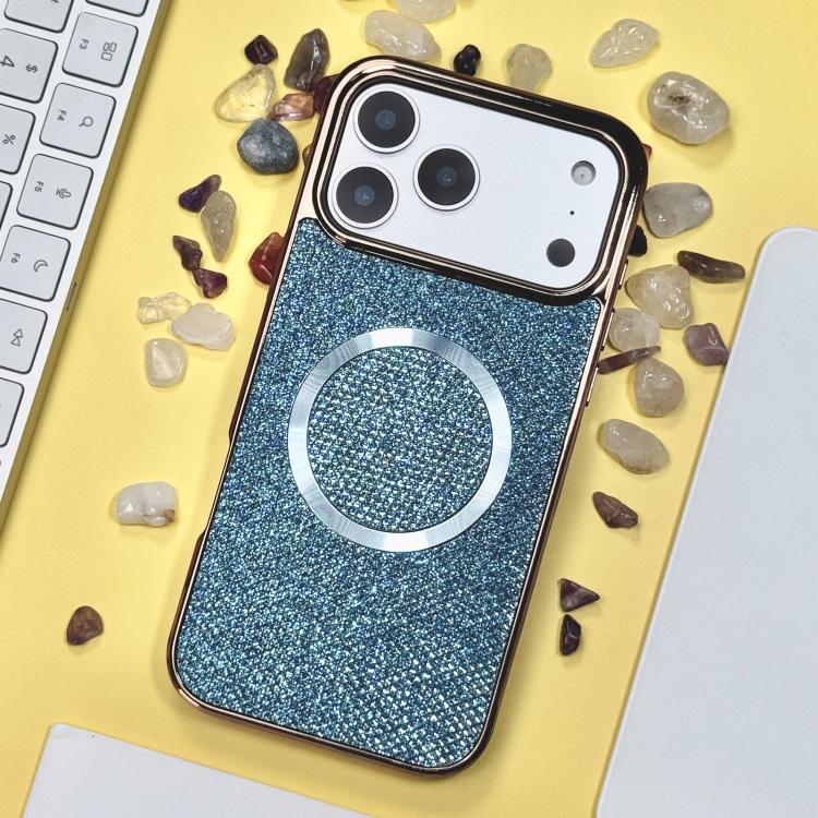 For iPhone 17 Pro Electroplating PC Glitter Grain MagSafe Phone Case