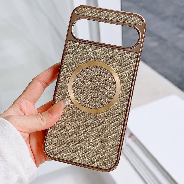 For Google Pixel 9 Pro XL Electroplating PC Glitter Grain MagSafe Phone Case