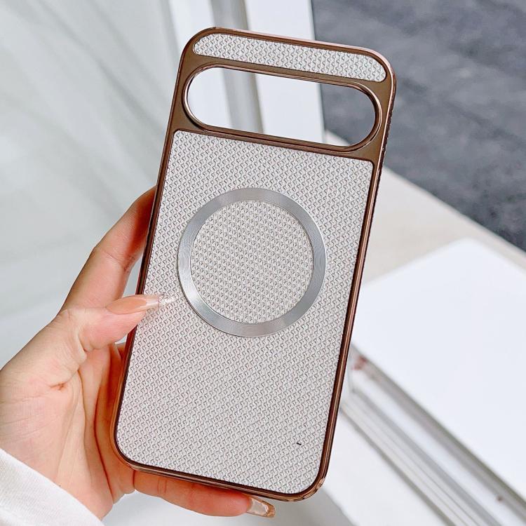 For Google Pixel 9 Pro XL Electroplating PC Glitter Grain MagSafe Phone Case