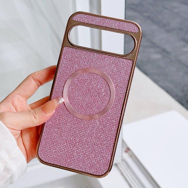 For Google Pixel 8 Electroplating PC Glitter Grain MagSafe Phone Case