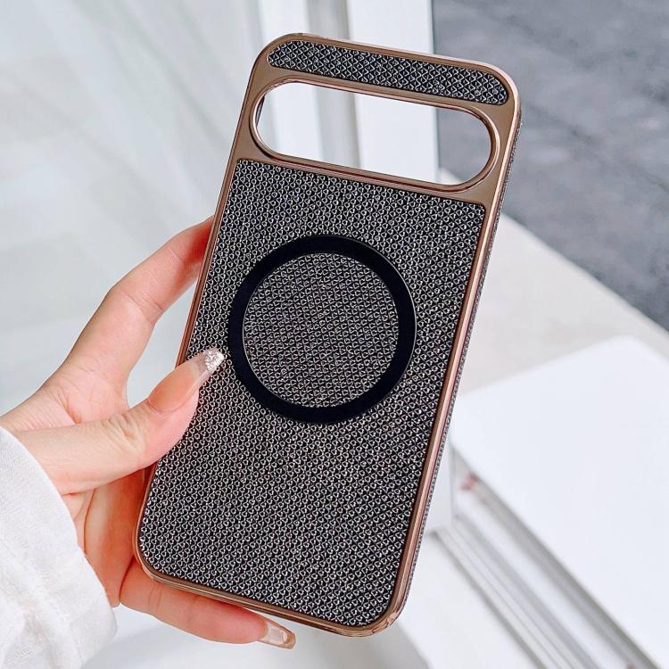 For Google Pixel 8 Electroplating PC Glitter Grain MagSafe Phone Case