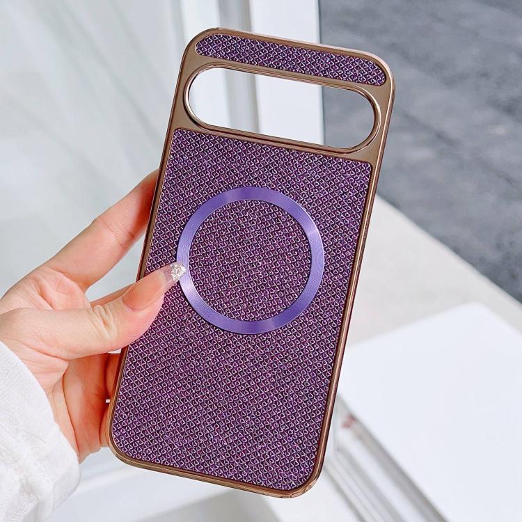 For Google Pixel 8 Pro Electroplating PC Glitter Grain MagSafe Phone Case
