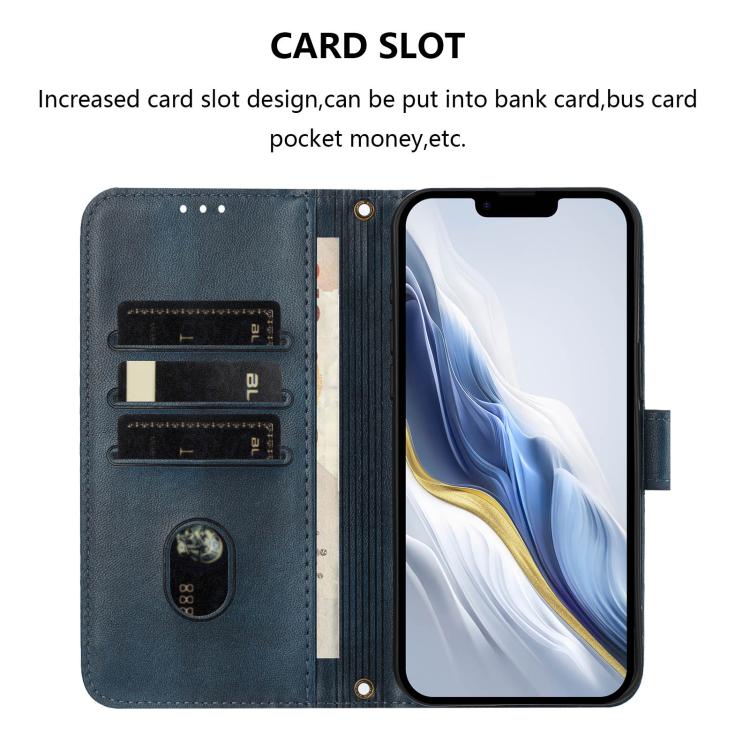 For iPhone 15 Line Splicing Buckle Retro Leather Phone Case