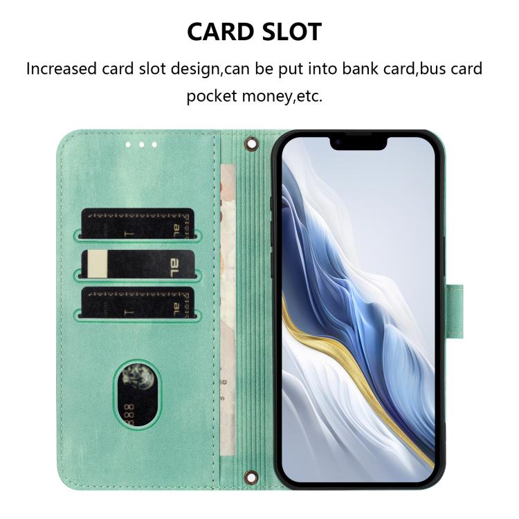 For iPhone 14 Plus Line Splicing Buckle Retro Leather Phone Case
