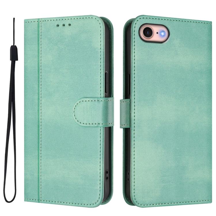 For iPhone 7 / 8 / SE 2022 Line Splicing Buckle Retro Leather Phone Case
