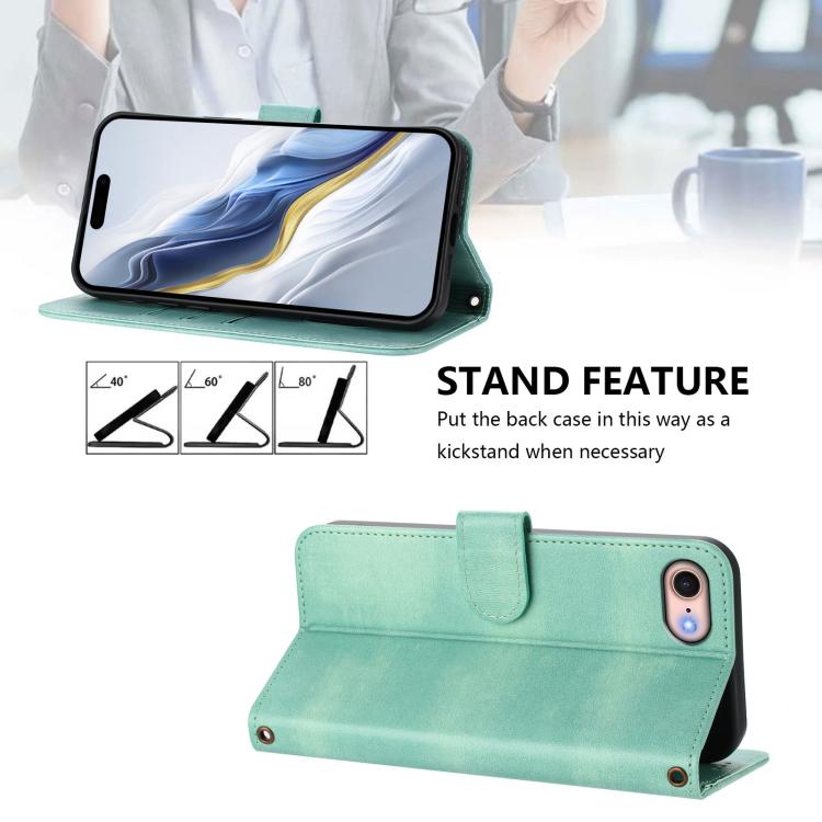For iPhone 7 / 8 / SE 2022 Line Splicing Buckle Retro Leather Phone Case