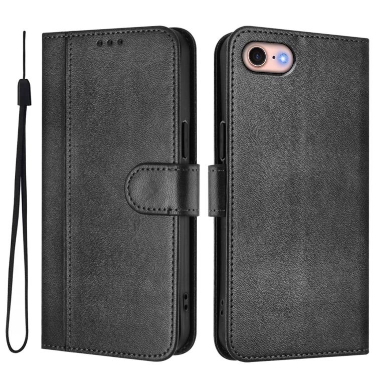 For iPhone 7 / 8 / SE 2022 Line Splicing Buckle Retro Leather Phone Case