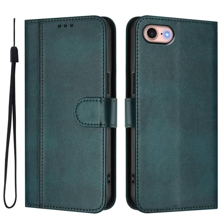 For iPhone 7 / 8 / SE 2022 Line Splicing Buckle Retro Leather Phone Case