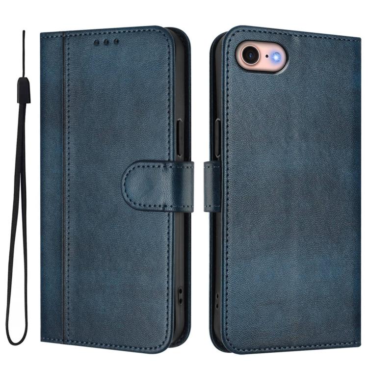 For iPhone 7 / 8 / SE 2022 Line Splicing Buckle Retro Leather Phone Case