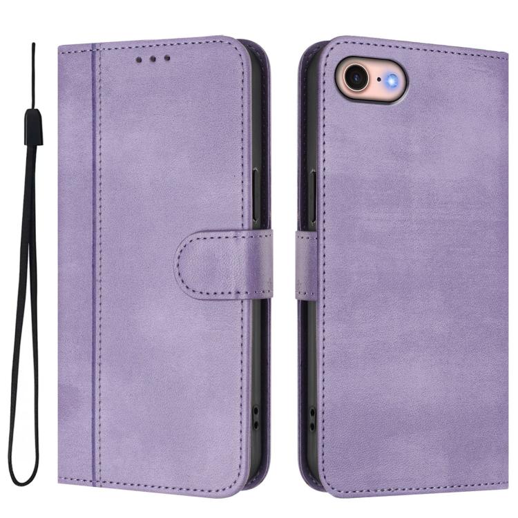 For iPhone 7 / 8 / SE 2022 Line Splicing Buckle Retro Leather Phone Case