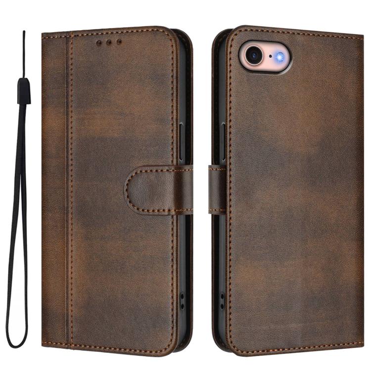 For iPhone 7 / 8 / SE 2022 Line Splicing Buckle Retro Leather Phone Case