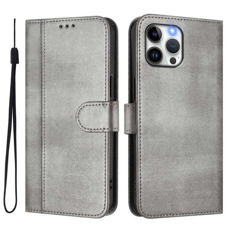 For iPhone 12 Pro Max Line Splicing Buckle Retro Leather Phone Case