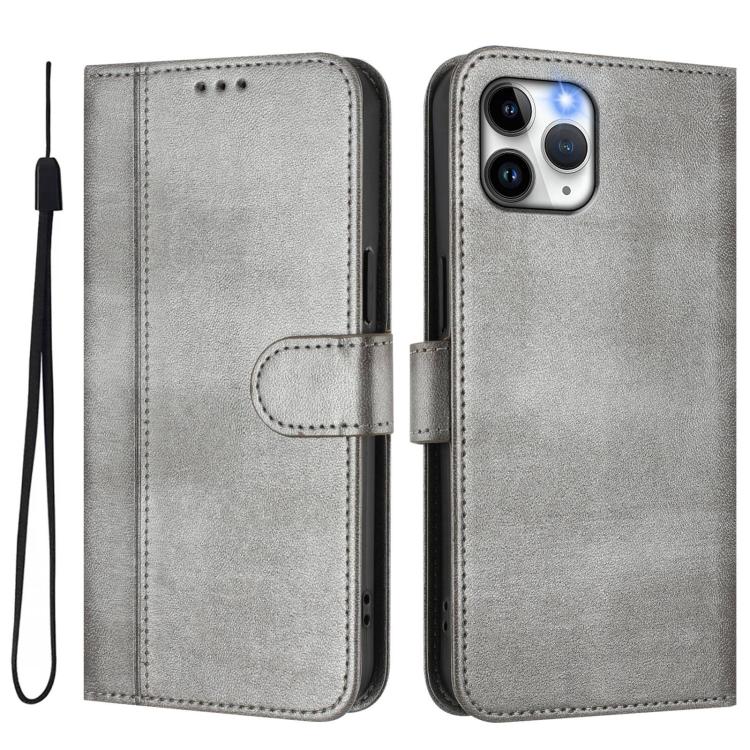 For iPhone 11 Pro Line Splicing Buckle Retro Leather Phone Case
