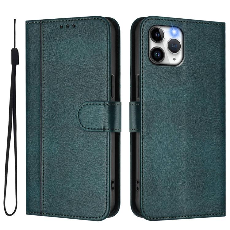 For iPhone 11 Pro Line Splicing Buckle Retro Leather Phone Case
