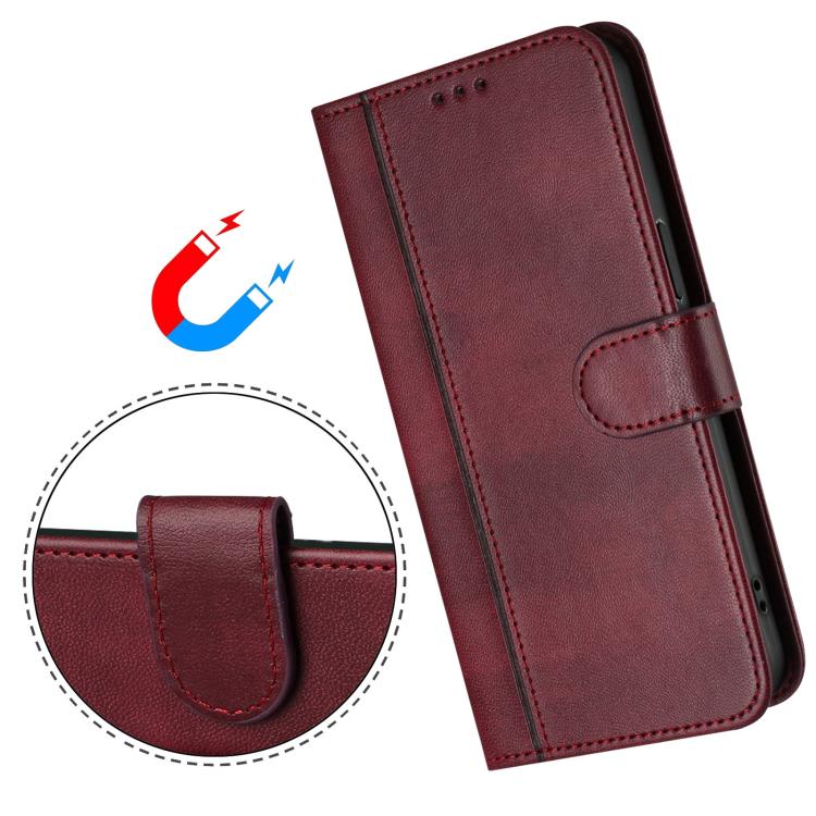 For iPhone XR Line Splicing Buckle Retro Leather Phone Case