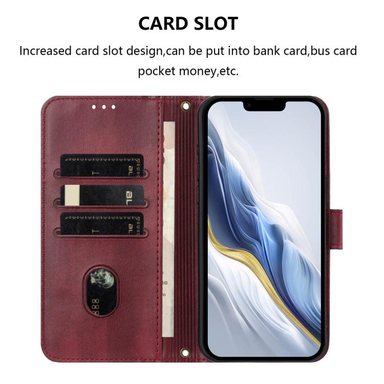 For iPhone XS Max Line Splicing Buckle Retro Leather Phone Case