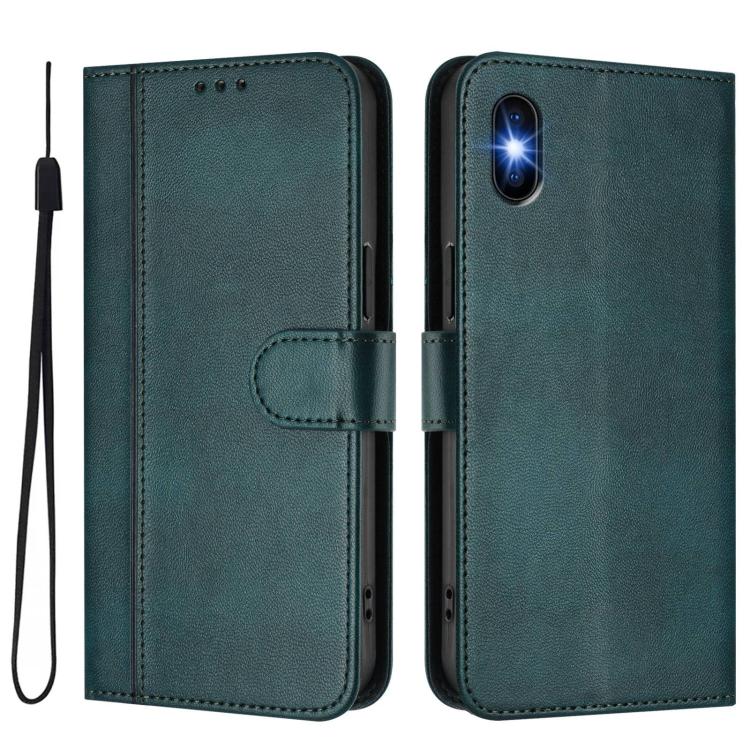 For iPhone XS Max Line Splicing Buckle Retro Leather Phone Case