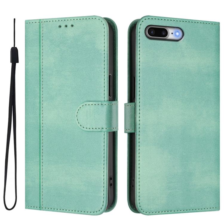 For iPhone 7 Plus / 8 Plus Line Splicing Buckle Retro Leather Phone Case
