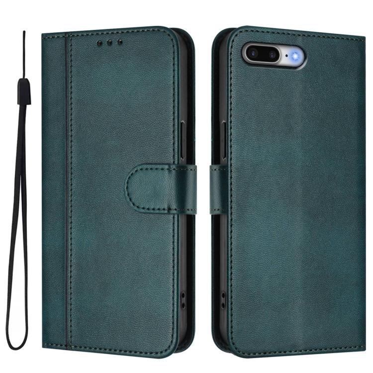 For iPhone 7 Plus / 8 Plus Line Splicing Buckle Retro Leather Phone Case