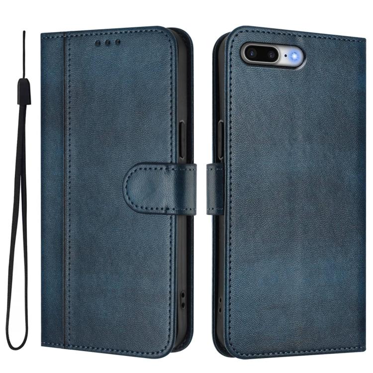 For iPhone 7 Plus / 8 Plus Line Splicing Buckle Retro Leather Phone Case