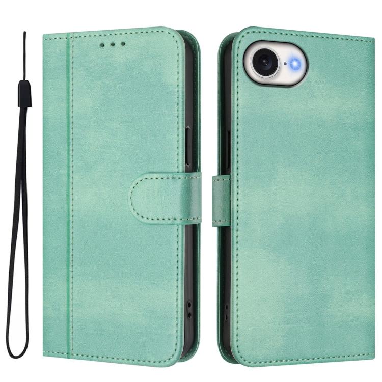 For iPhone 17e / 16e Line Splicing Buckle Retro Leather Phone Case