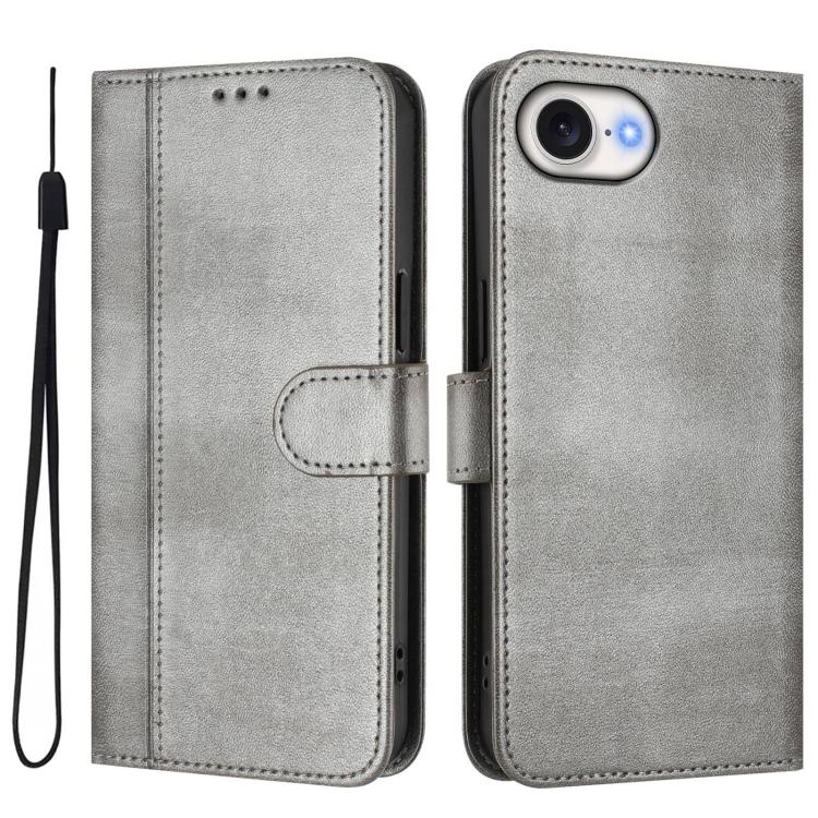 For iPhone 17e / 16e Line Splicing Buckle Retro Leather Phone Case