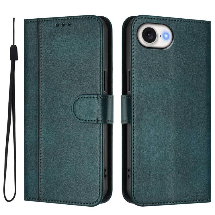 For iPhone 17e / 16e Line Splicing Buckle Retro Leather Phone Case