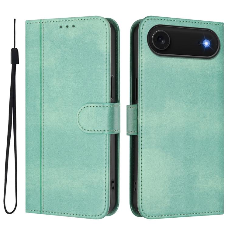 For iPhone Air Line Splicing Buckle Retro Leather Phone Case