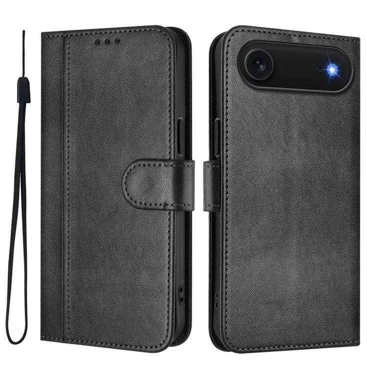 For iPhone Air Line Splicing Buckle Retro Leather Phone Case