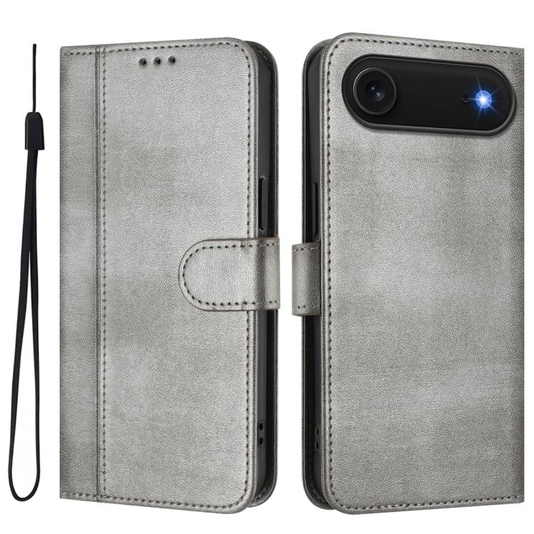 For iPhone Air Line Splicing Buckle Retro Leather Phone Case