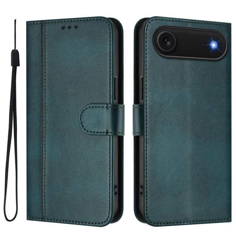 For iPhone Air Line Splicing Buckle Retro Leather Phone Case