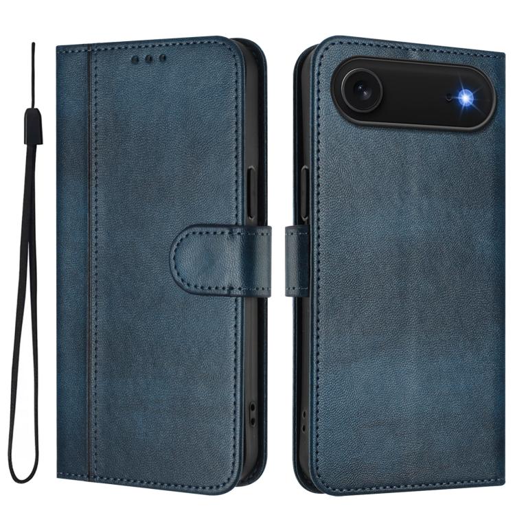 For iPhone Air Line Splicing Buckle Retro Leather Phone Case