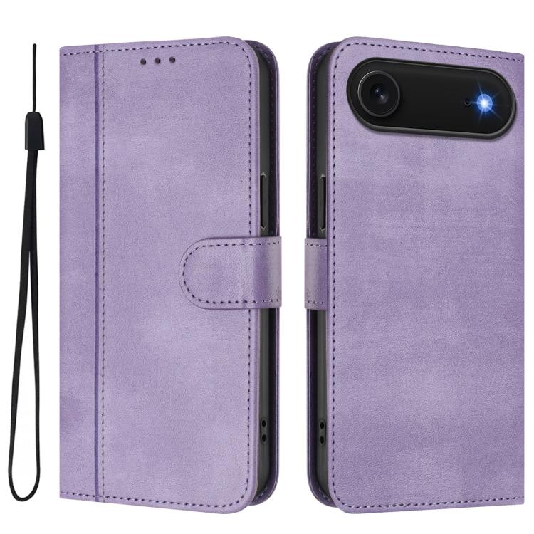 For iPhone Air Line Splicing Buckle Retro Leather Phone Case