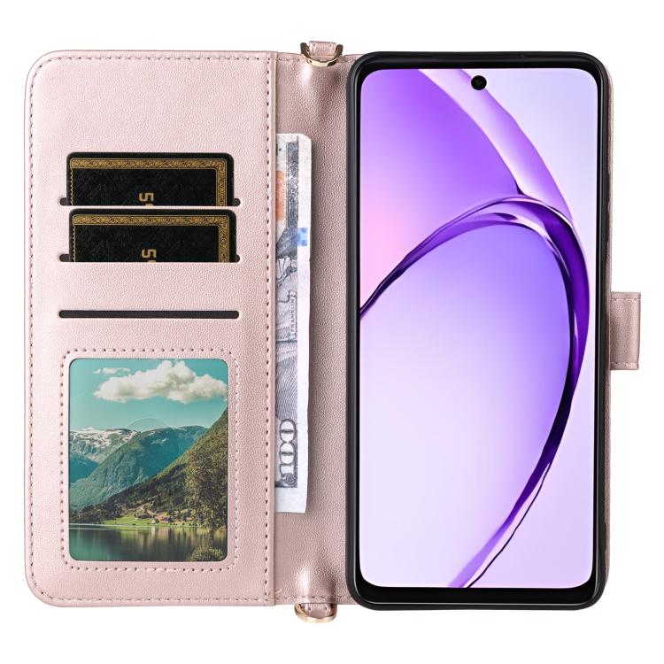 For OPPO A3X 5G / 4G / A3 5G / 4G Global Multifunctional 6-Card Slots Leather Phone Case with Wrist Strap