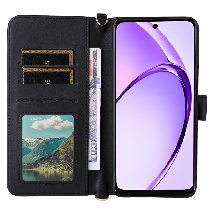 For OPPO A3X 5G / 4G / A3 5G / 4G Global Multifunctional 6-Card Slots Leather Phone Case with Wrist Strap