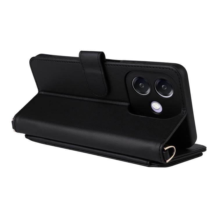 For OPPO A3X 5G / 4G / A3 5G / 4G Global Multifunctional 6-Card Slots Leather Phone Case with Wrist Strap