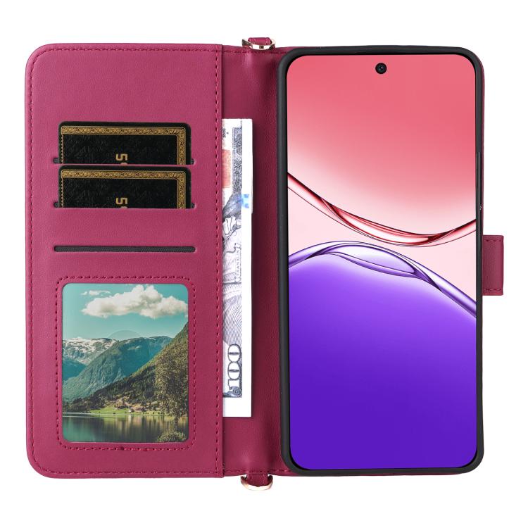For OPPO F29 5G Global Multifunctional 6-Card Slots Leather Phone Case with Wrist Strap
