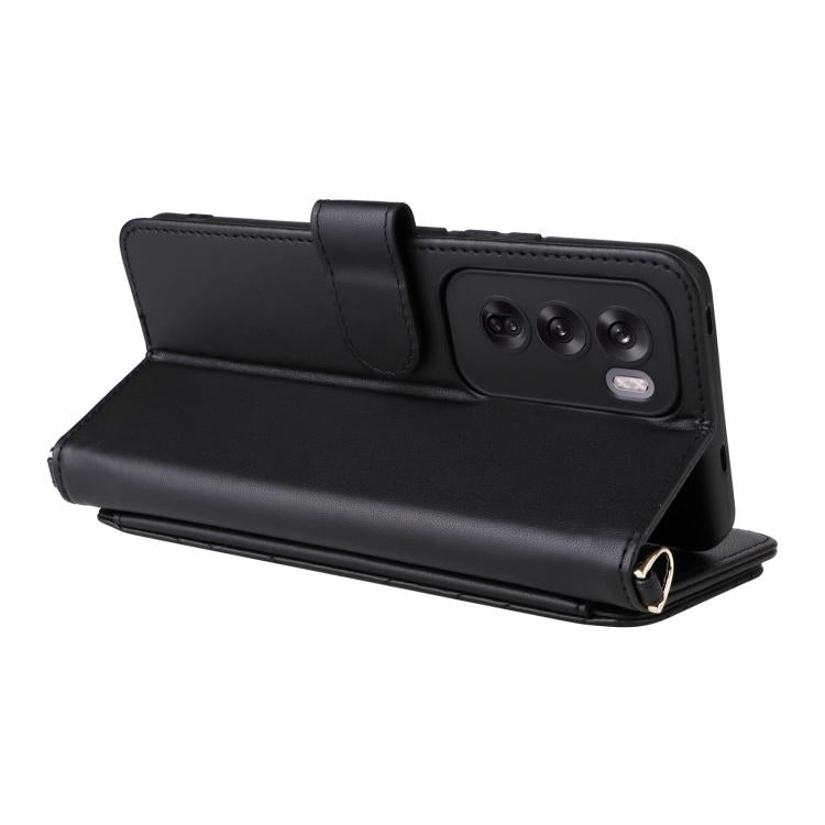 For OPPO Reno12 5G Global Multifunctional 6-Card Slots Leather Phone Case with Wrist Strap