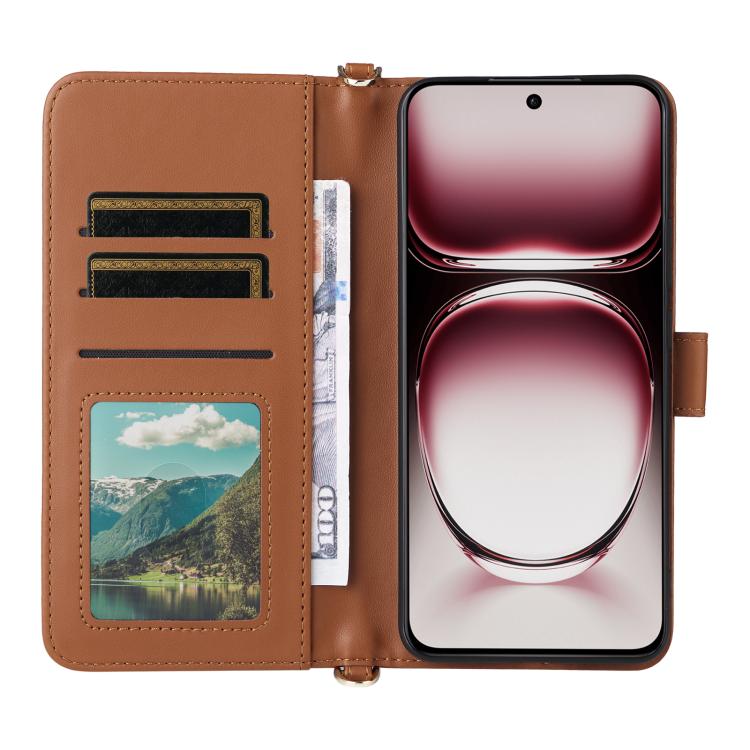 For OPPO Reno12 5G Global Multifunctional 6-Card Slots Leather Phone Case with Wrist Strap