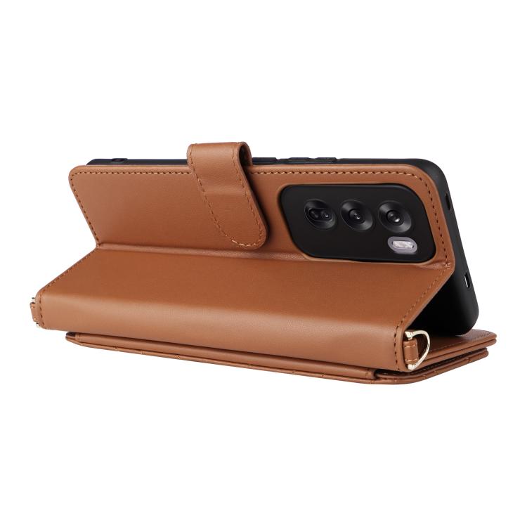 For OPPO Reno12 5G Global Multifunctional 6-Card Slots Leather Phone Case with Wrist Strap