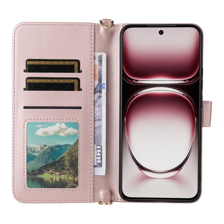 For OPPO Reno12 Pro 5G Global Multifunctional 6-Card Slots Leather Phone Case with Wrist Strap