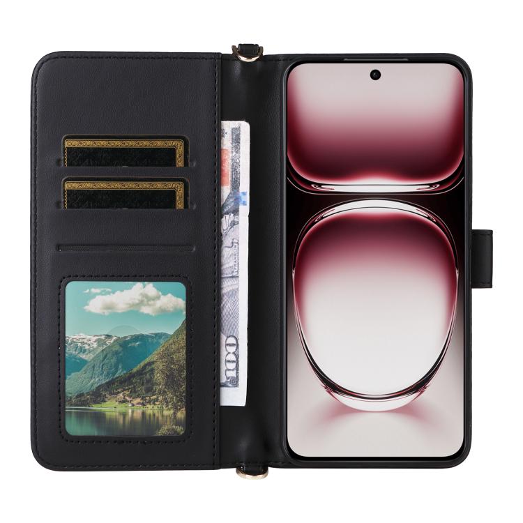 For OPPO Reno12 Pro 5G Global Multifunctional 6-Card Slots Leather Phone Case with Wrist Strap