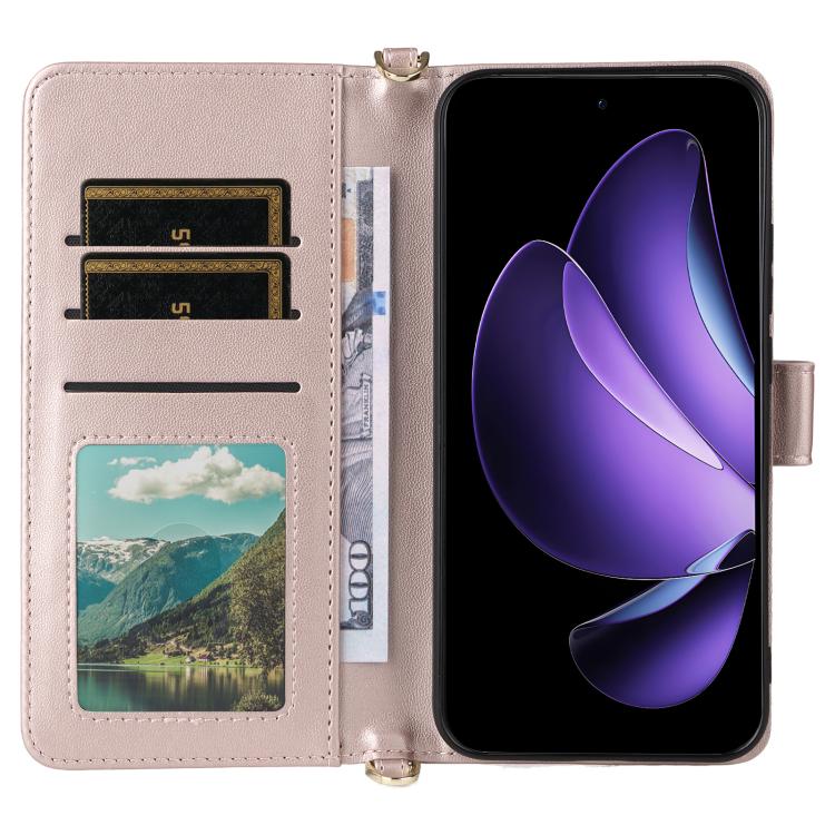 For OPPO Reno13 5G Global Multifunctional 6-Card Slots Leather Phone Case with Wrist Strap