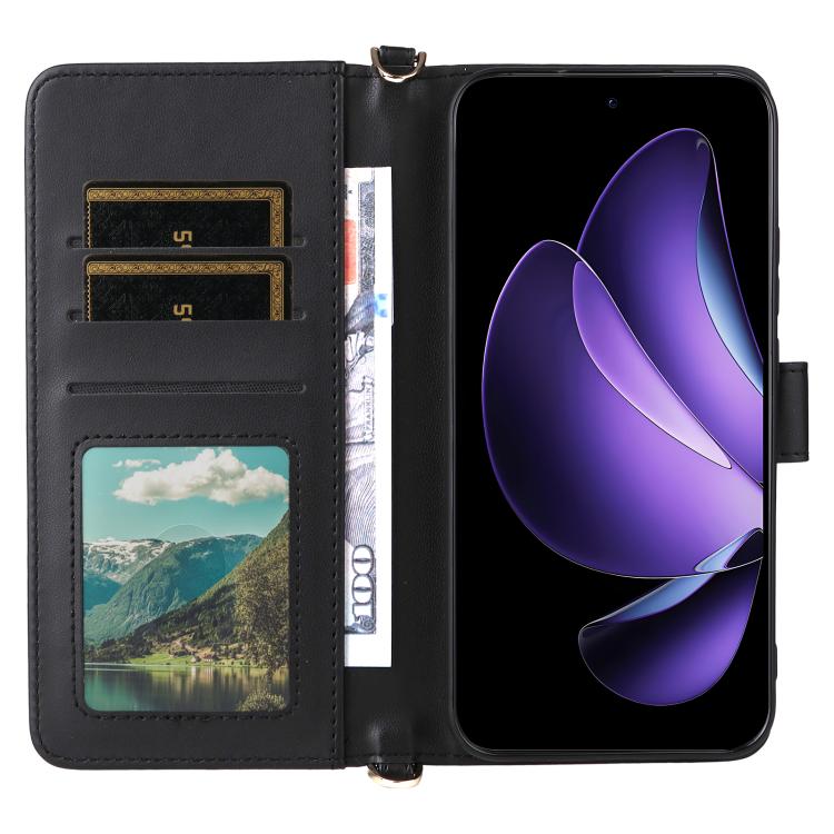 For OPPO Reno13 5G Global Multifunctional 6-Card Slots Leather Phone Case with Wrist Strap