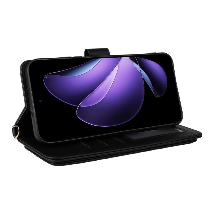 For OPPO Reno13 5G Global Multifunctional 6-Card Slots Leather Phone Case with Wrist Strap