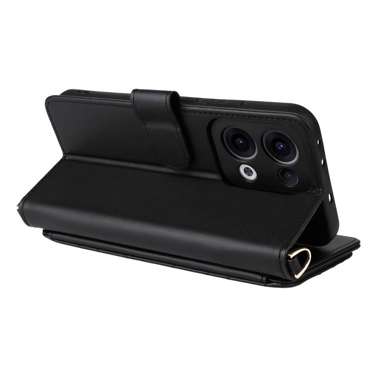 For OPPO Reno13 5G Global Multifunctional 6-Card Slots Leather Phone Case with Wrist Strap