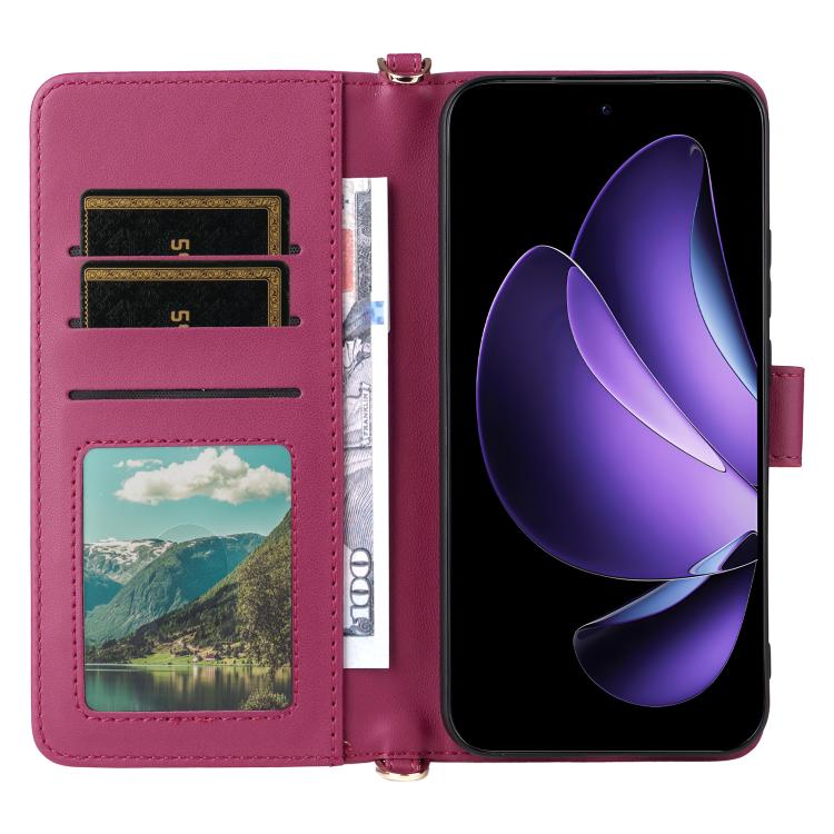 For OPPO Reno13 5G Global Multifunctional 6-Card Slots Leather Phone Case with Wrist Strap