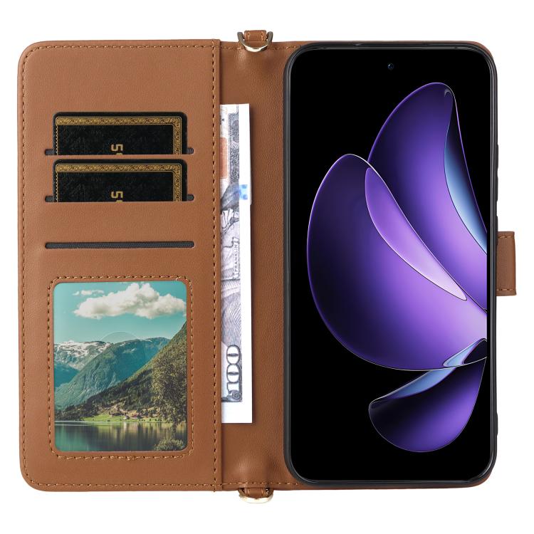 For OPPO Reno13 5G Global Multifunctional 6-Card Slots Leather Phone Case with Wrist Strap