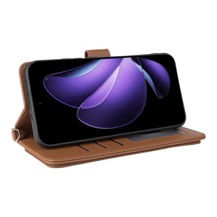 For OPPO Reno13 5G Global Multifunctional 6-Card Slots Leather Phone Case with Wrist Strap